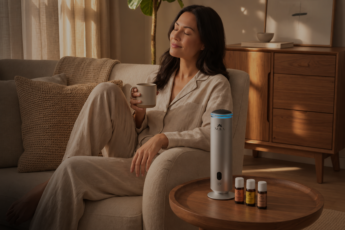 Minimalistisch interieur met Nuka Scents diffuser