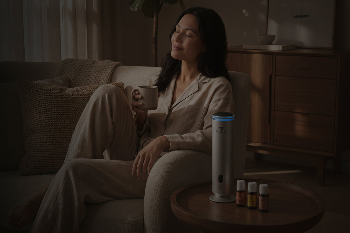 Minimalistisch interieur met Nuka Scents diffuser