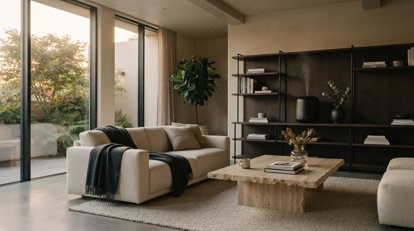 Minimalistisch interieur met Nuka Scents diffuser